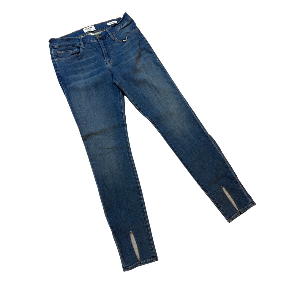 FRAME Le Skinny de Jeanne Jeans Womens 29 Blue Excellent Front Ankle‎ Slit Denim